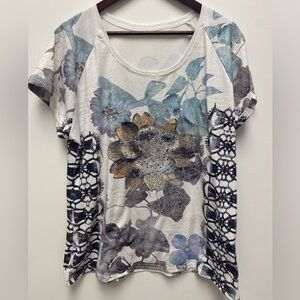 4 for $25 💜 Floral Blue/Gray Print Women's Top Size 1x